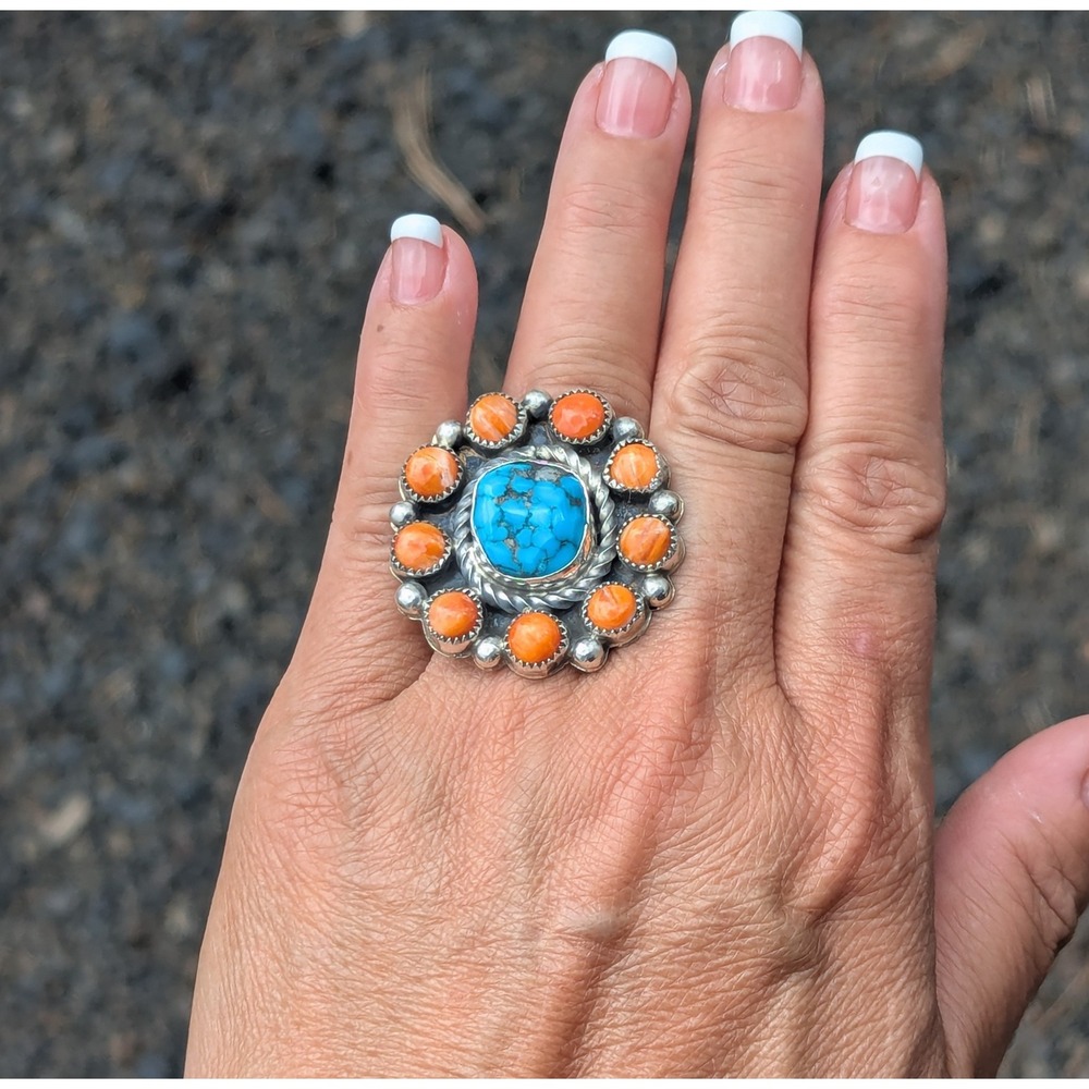 Navajo Jewelry Women's Ring Handmade Native American Signed Adjustable *** - Picture 4 of 11